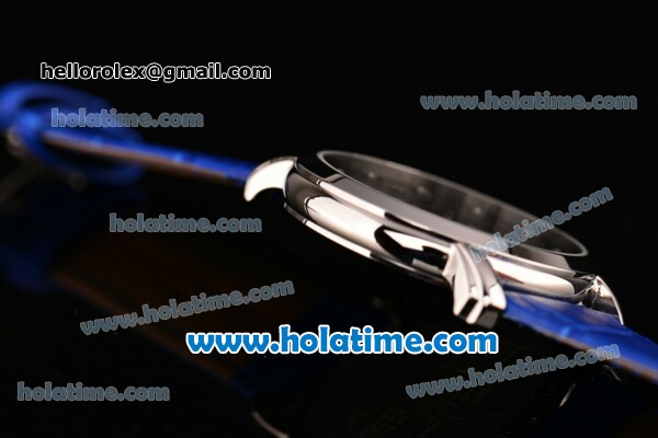 Vacheron Constantin Malte Miyota Quartz Steel Case with Blue Leather Bracelet Diamond Markers and Blue Dial - Click Image to Close